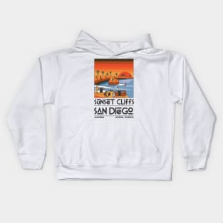 Sunset Cliffs Retro Travel Kids Hoodie